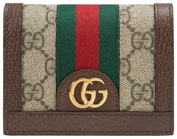 Gucci GG Supreme Ophidia Card Case Wallet Brown
