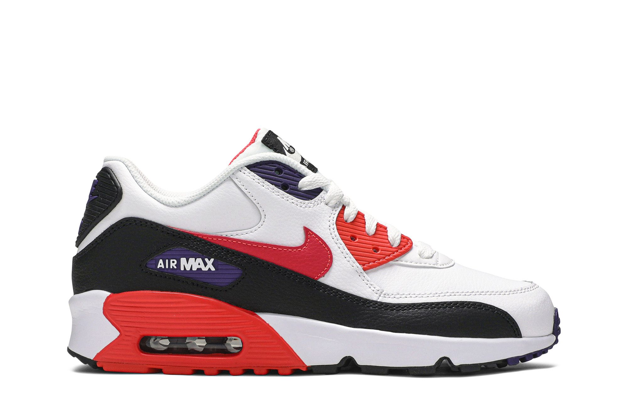 Air Max 90 Leather GS White Bright Crimson