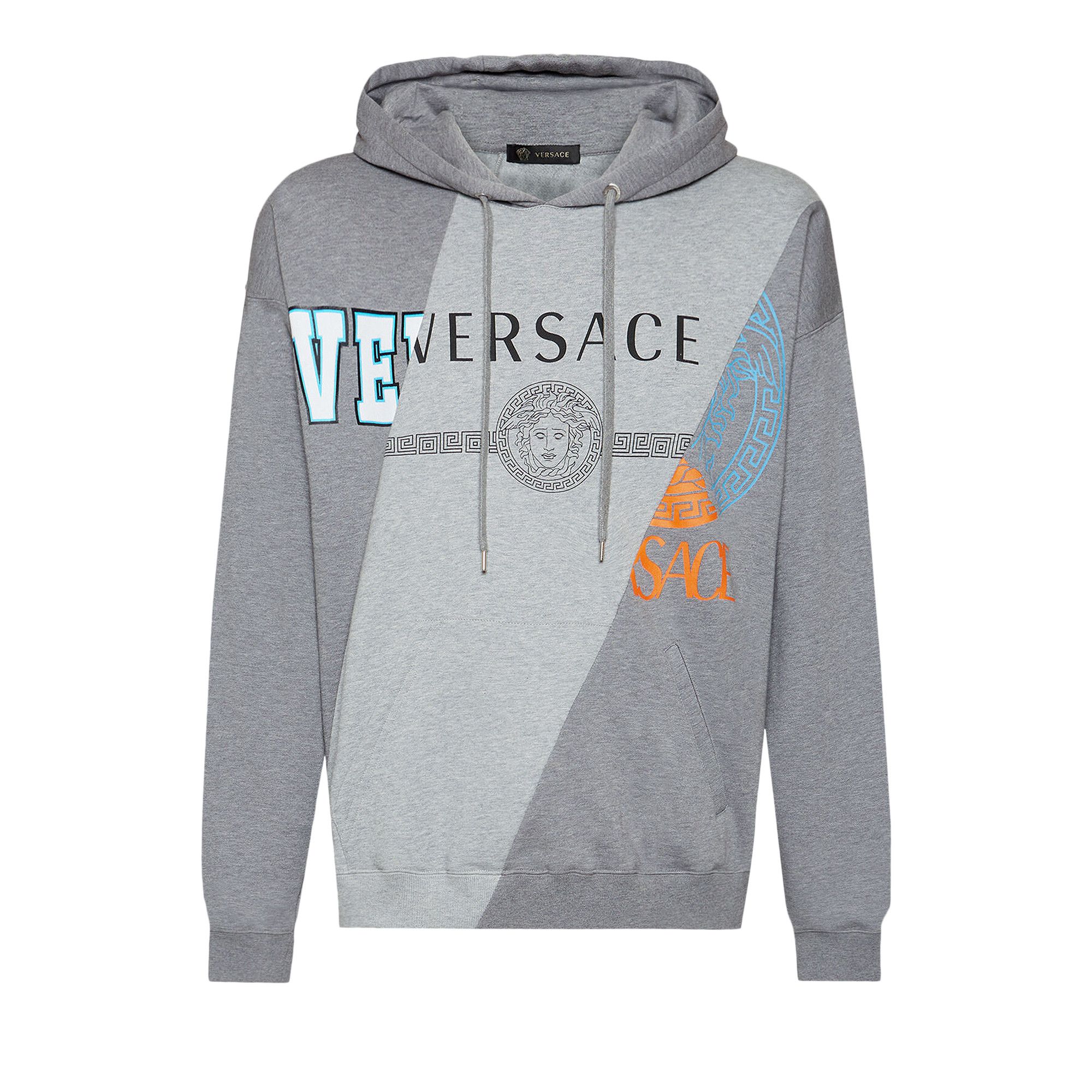 Versace Compilation Print Hoodie Light Grey Melange