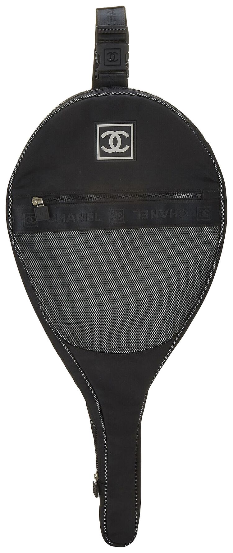 Pre Owned Chanel Carbon Fiber Tennis Racquet And Cover Black