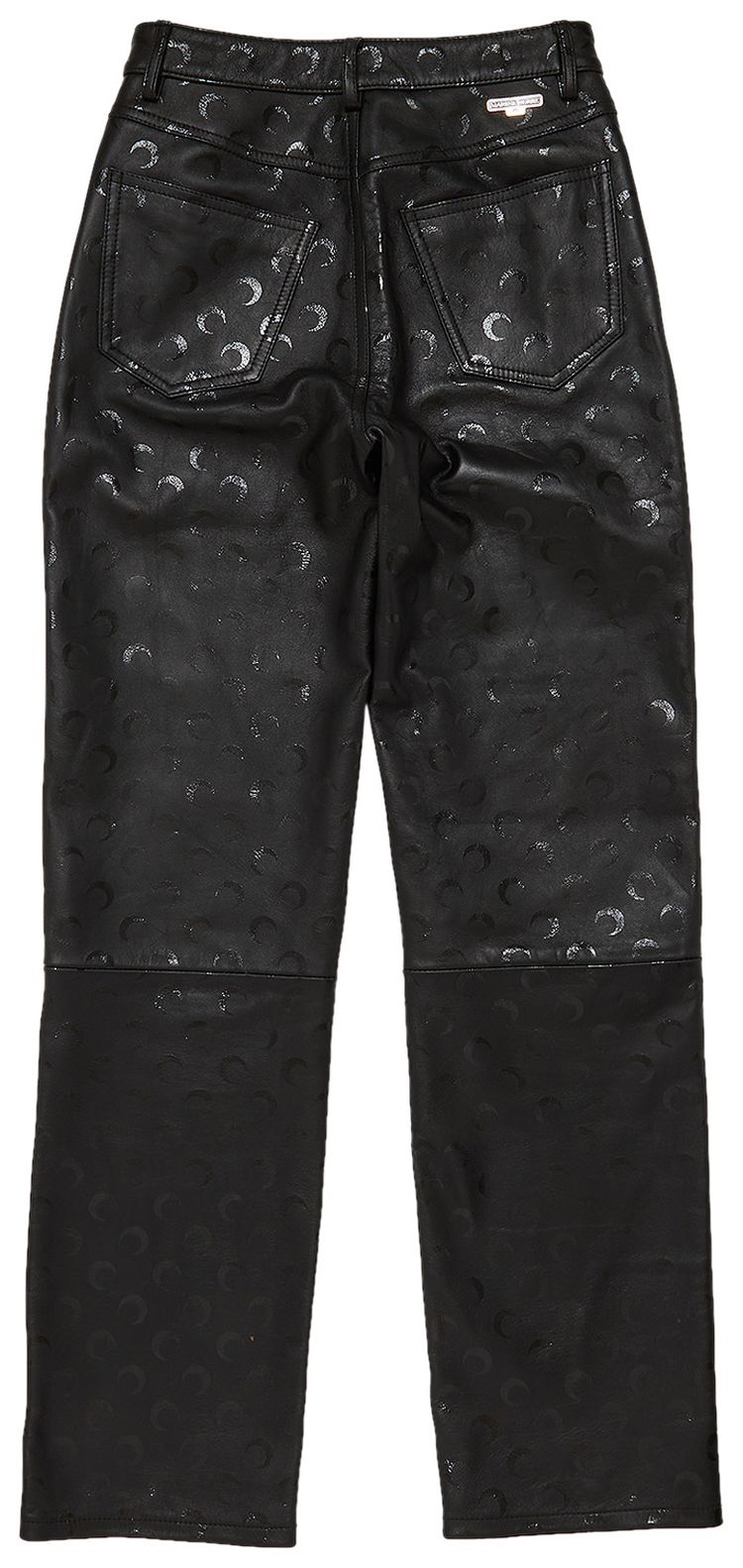 Marine Serre Moon Leather Straight Fit Trousers All Over Moon Black