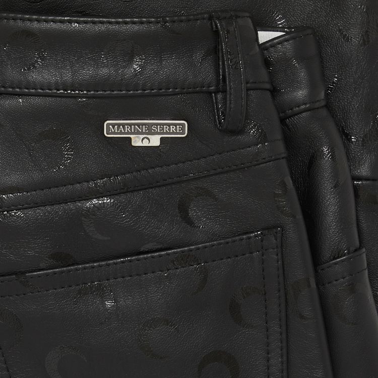 Marine Serre Moon Leather Straight Fit Trousers All Over Moon Black
