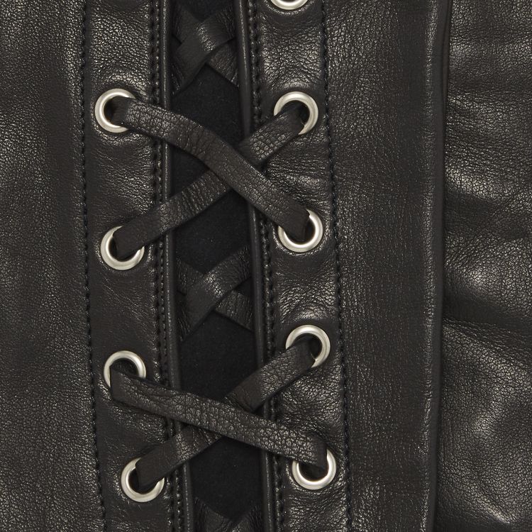 Gucci Leather Fingerless Gloves With Corset Lacing Black