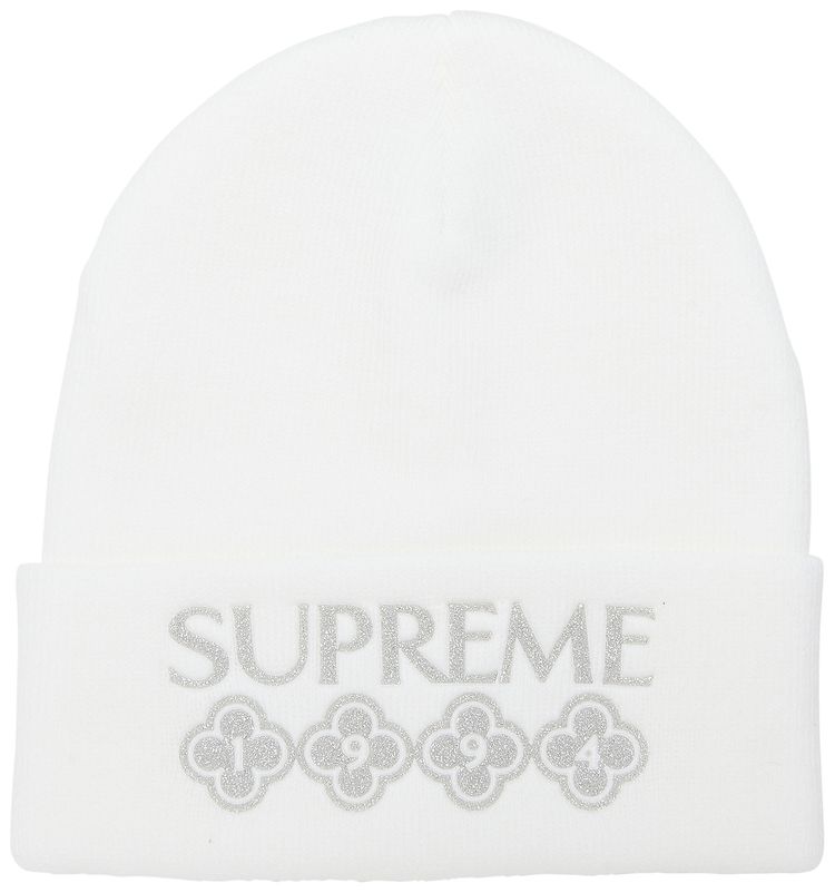Supreme Glitter Beanie White