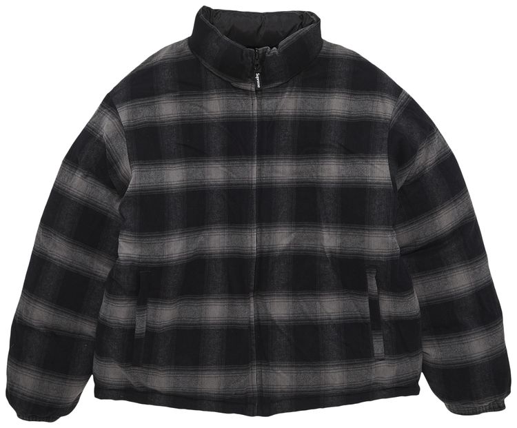Supreme Flannel Reversible Puffer Jacket Black