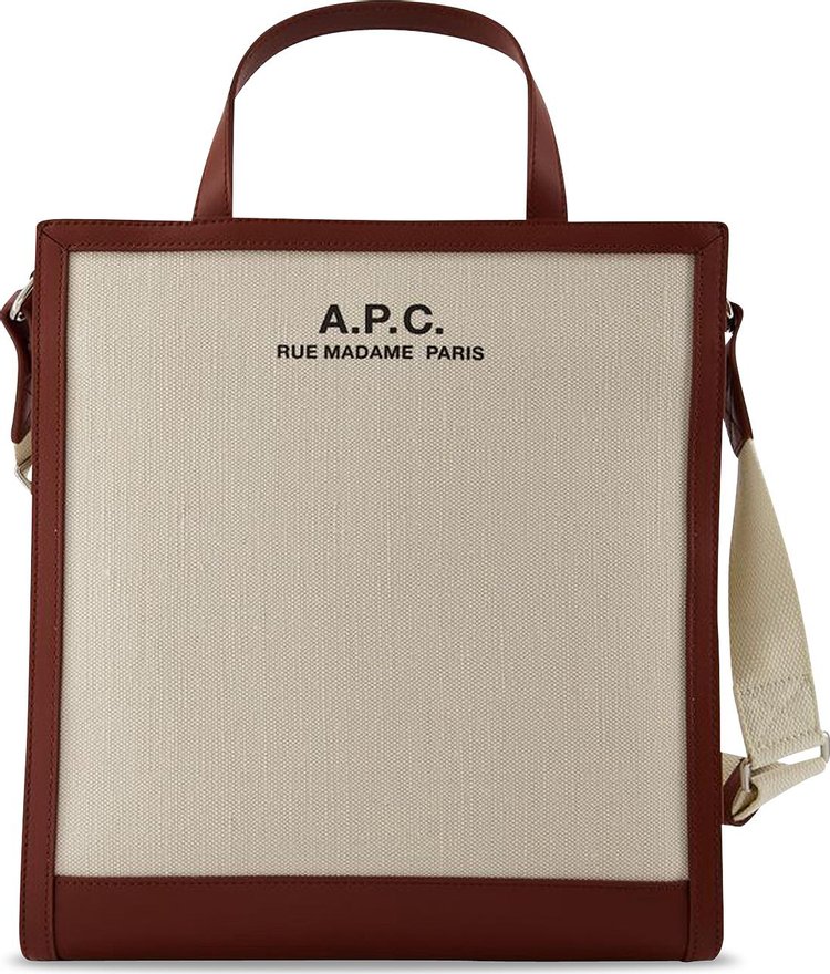 APC Logo Printed Canvas Tote Bag Beige