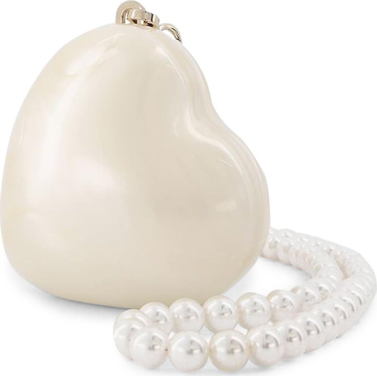 Simone Rocha Pearl Heart Medium Bag White