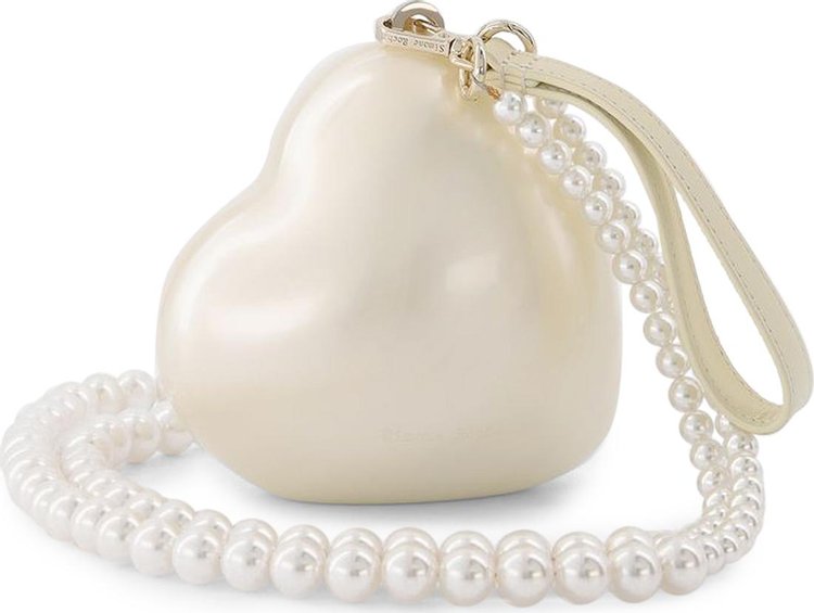 Simone Rocha Pearl Heart Medium Bag White