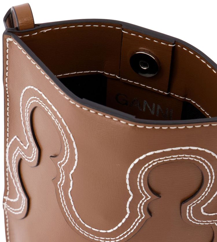 GANNI Banner Western Tote Bag Brown