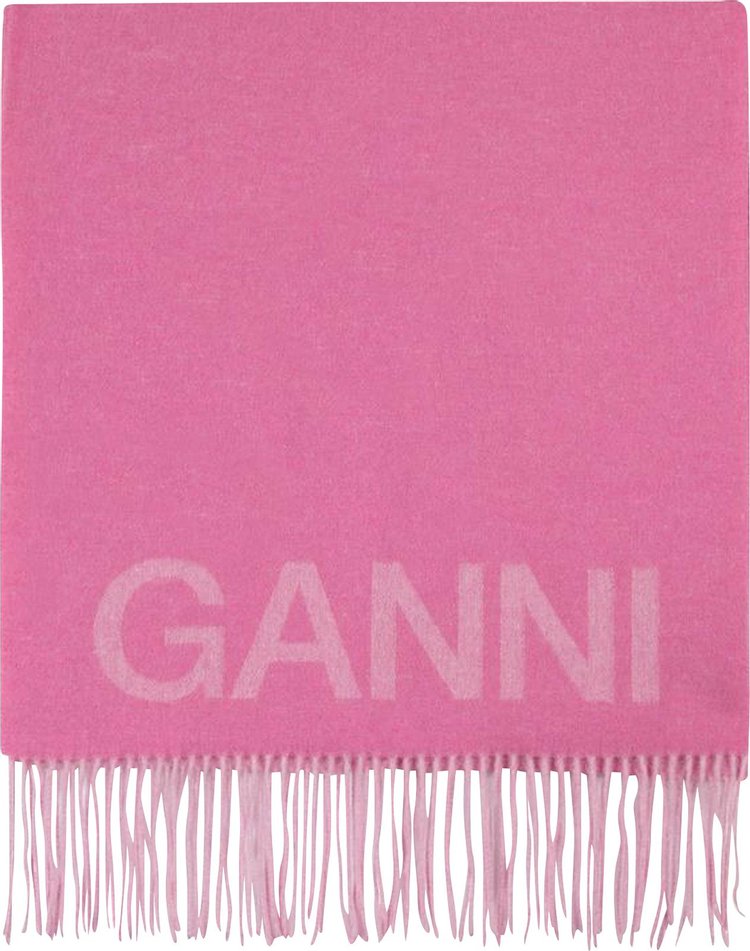 GANNI Fringed Scarf Pink