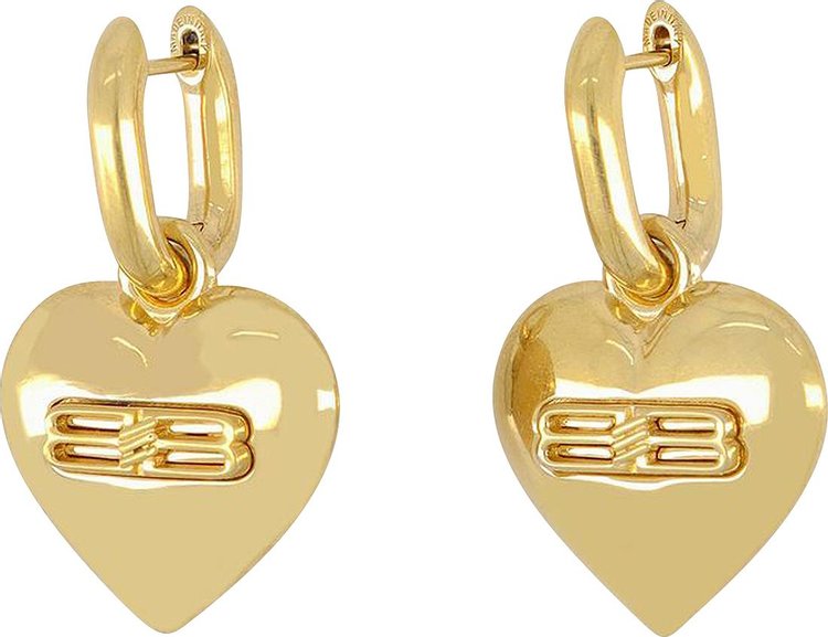 Balenciaga BB Icon Heart Earrings Gold