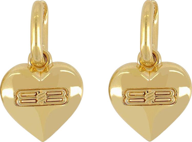 Balenciaga BB Icon Heart Earrings Gold