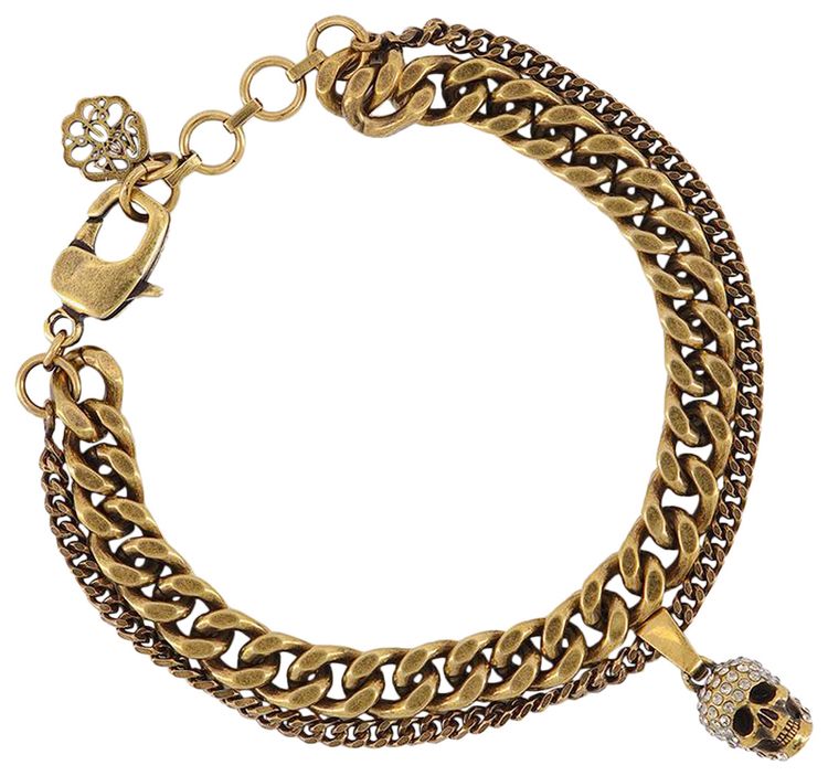 Alexander McQueen Pave Double Chain Necklace Multicolor