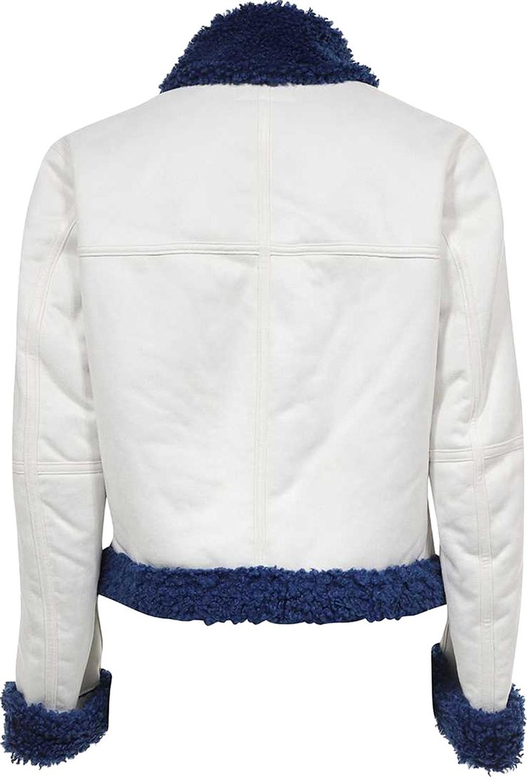 Casablanca Faux Fur Aviator Jacket WhiteBlue