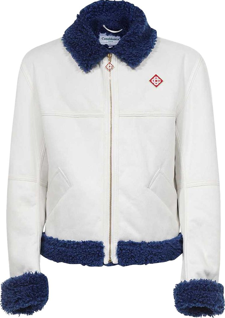 Casablanca Faux Fur Aviator Jacket 'White/Blue'