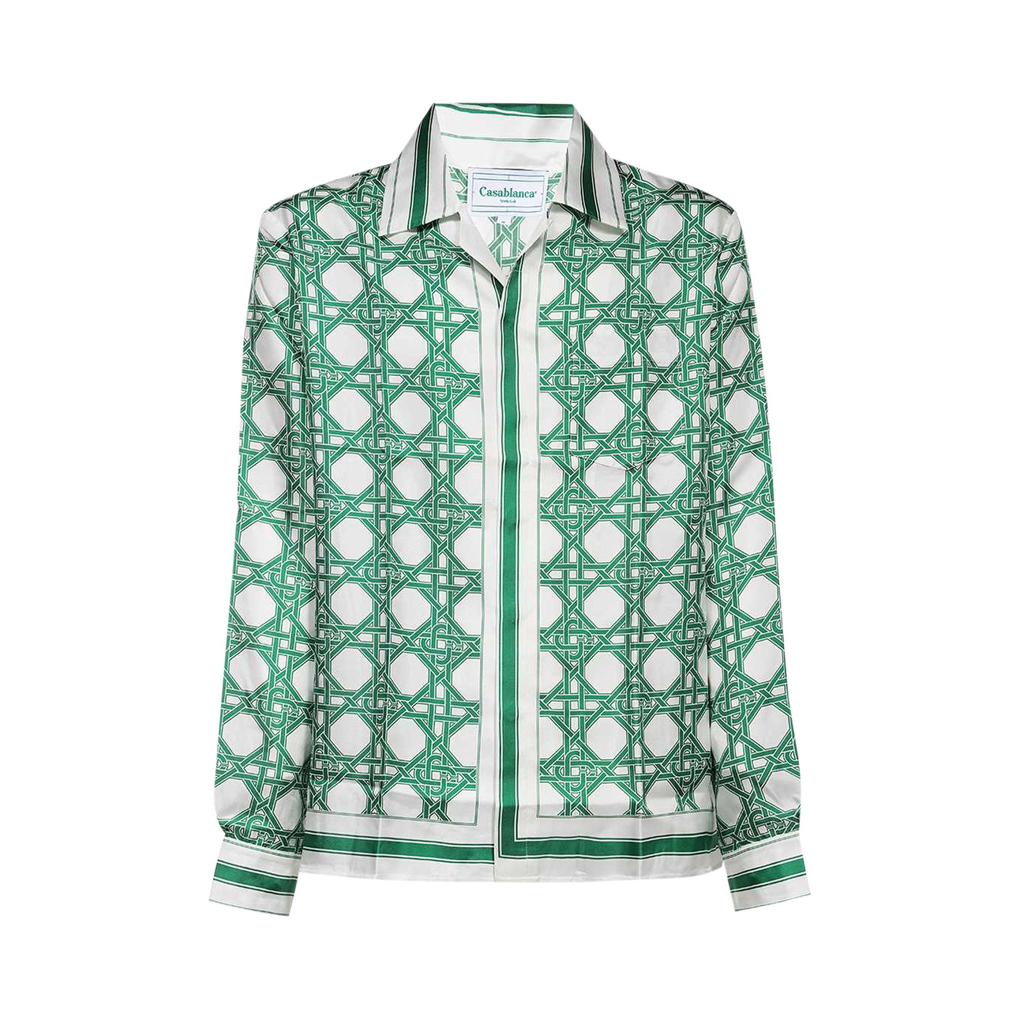 Buy Casablanca Cuban Collar Long-Sleeve Shirt 'Green Le Buy Casablanca Cuban Collar Long-Sleeve Shirt 'Green Le