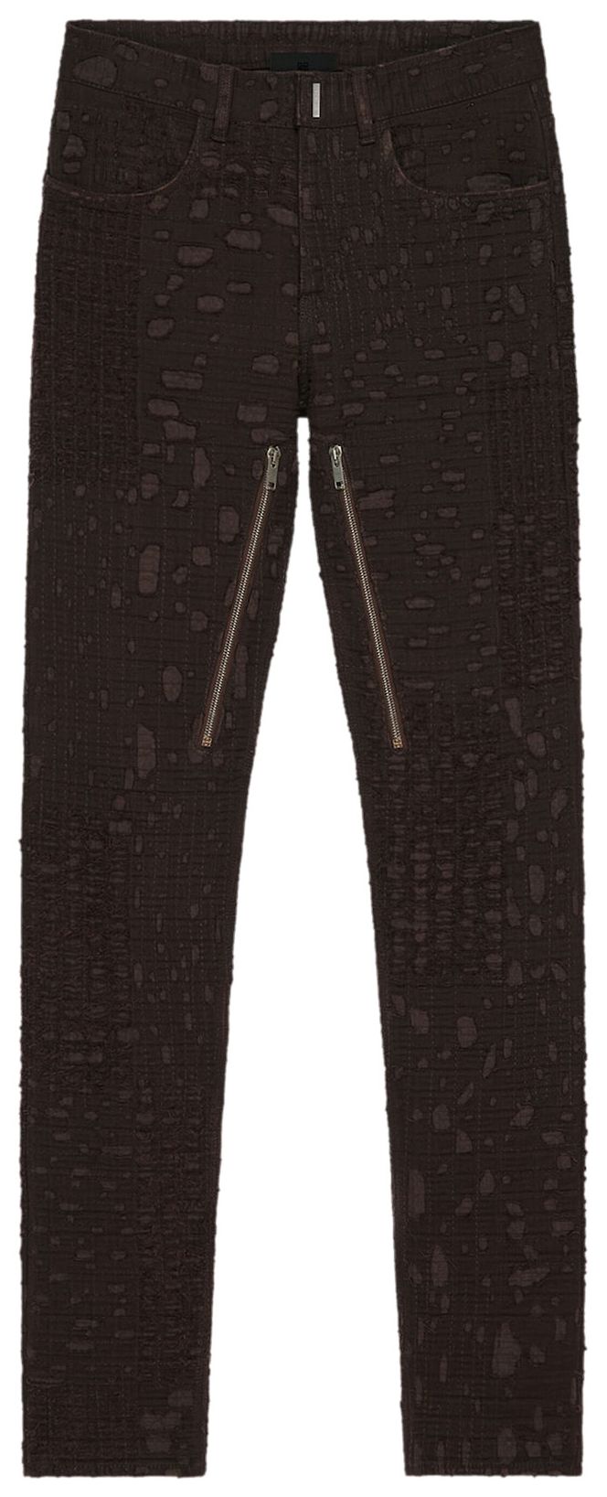 Givenchy Slim Fit Denim Trousers With Zips Dark Brown