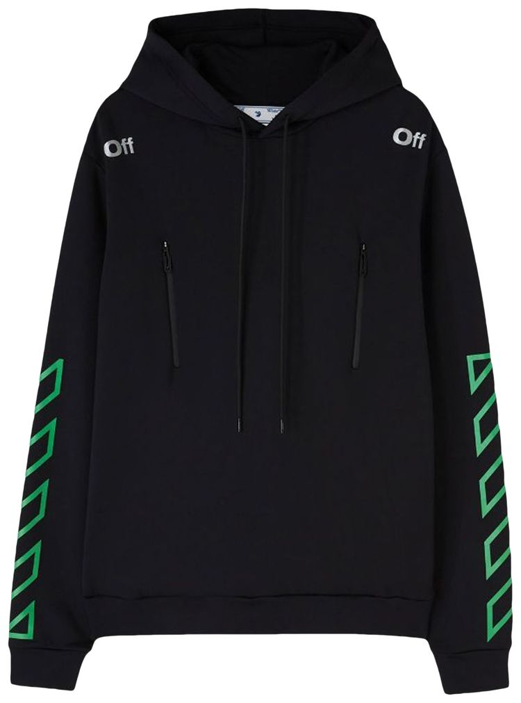 Off White Diag Pocket Hoodie BlackGreen