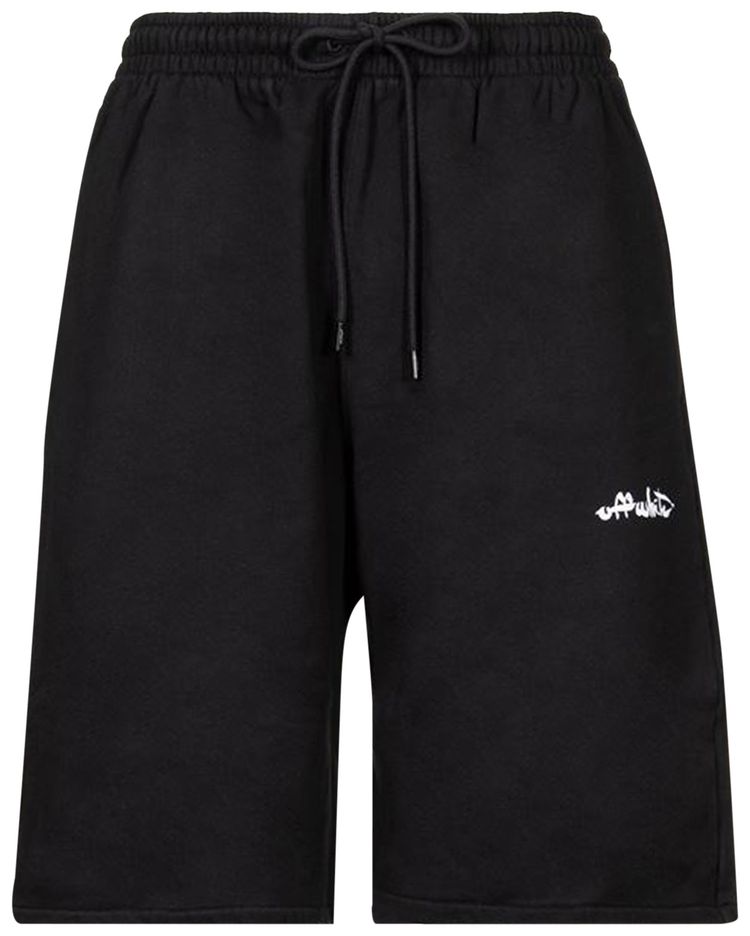 Off White Paint Script Skate Sweatshort Black