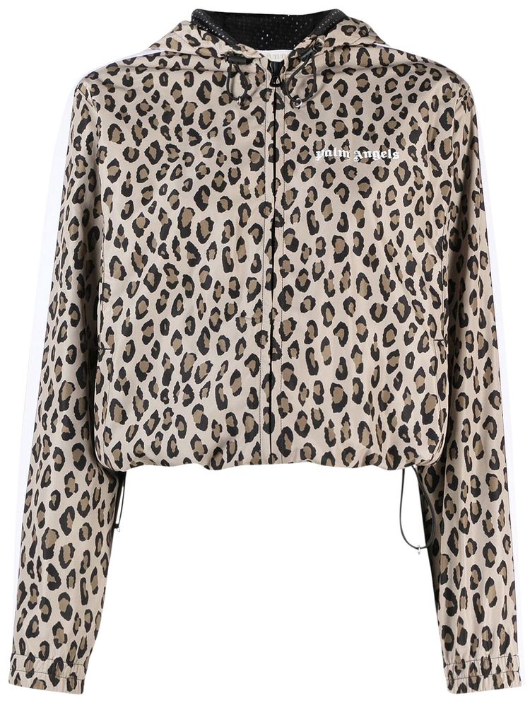 Palm Angels Animalier Print Windbreaker BeigeBlack
