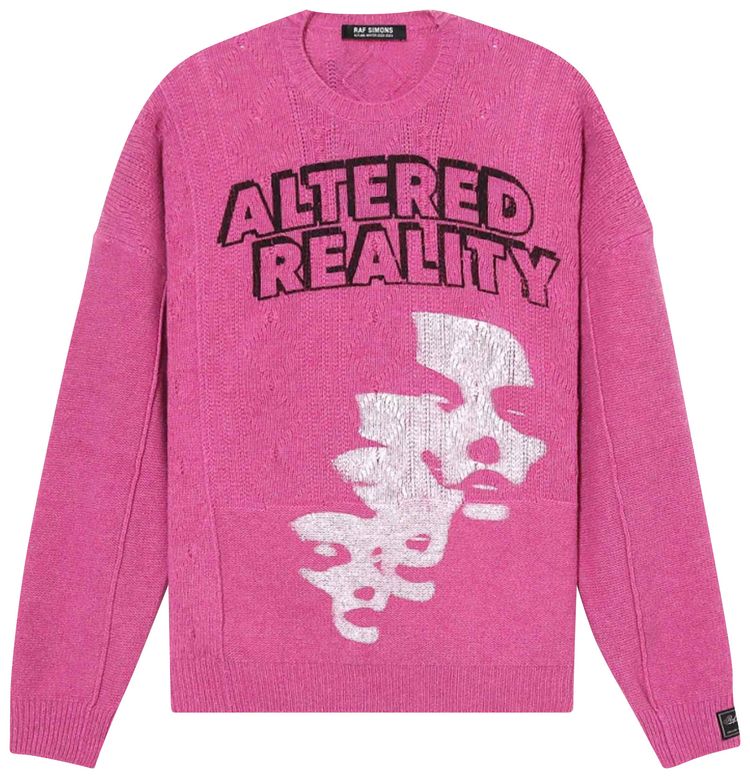 Raf Simons Loose Fit Braid Relief Roundneck Sweater Printed Violet