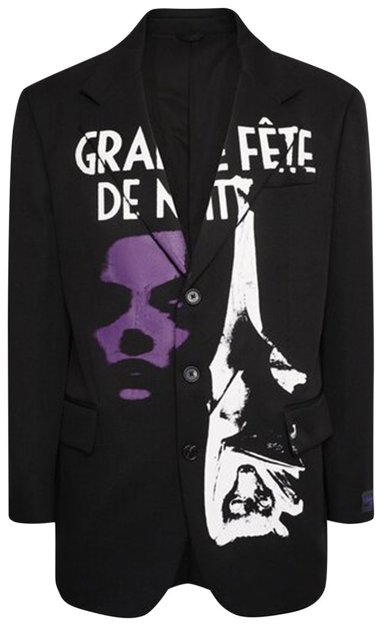 Raf Simons Oversized Blazer With Uniform Pockets And Print Black