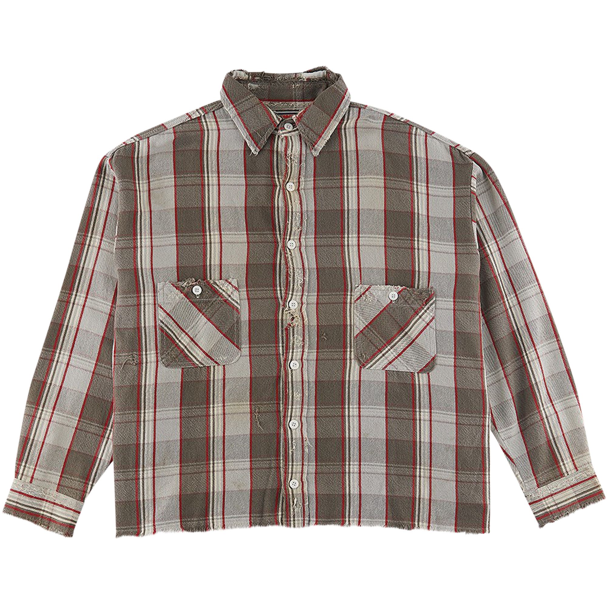 Buy SAINT Mxxxxxx Flannel Shirt 'Grey/Red' - SM A22 0000 060 | GOAT