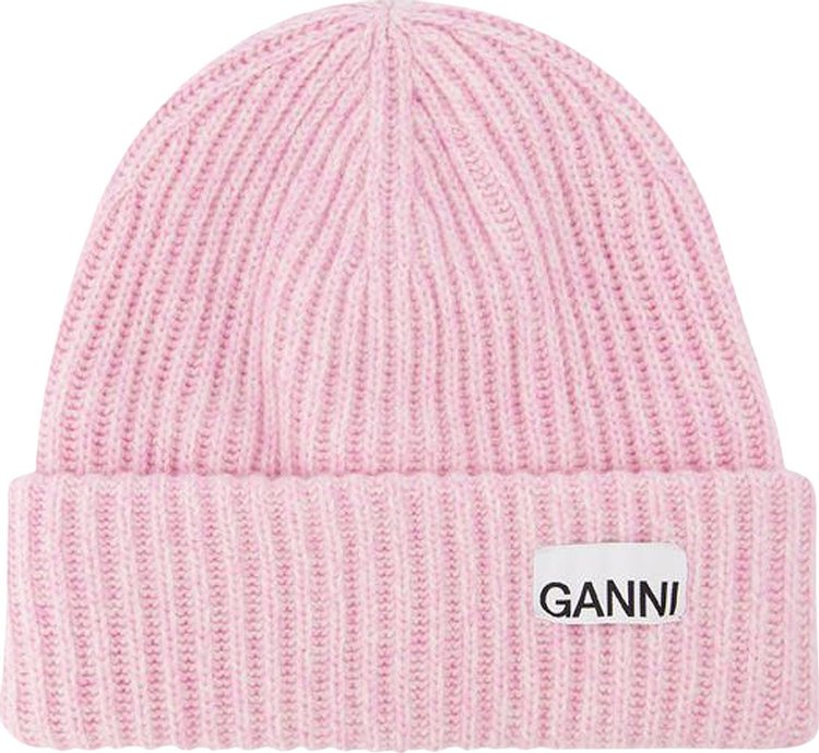 GANNI Rib Knit Acc Beanie Pink