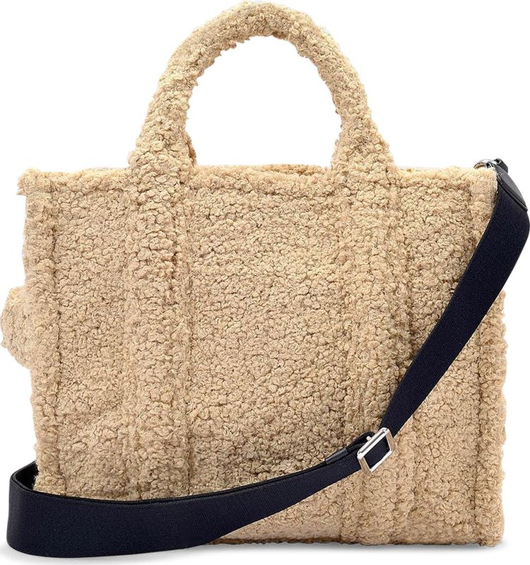 Marc Jacobs Teddy Shearling Small Traveller Tote Bag Beige