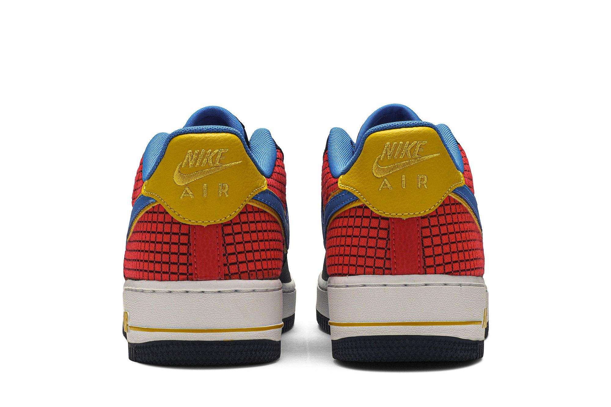 red blue and yellow air force ones