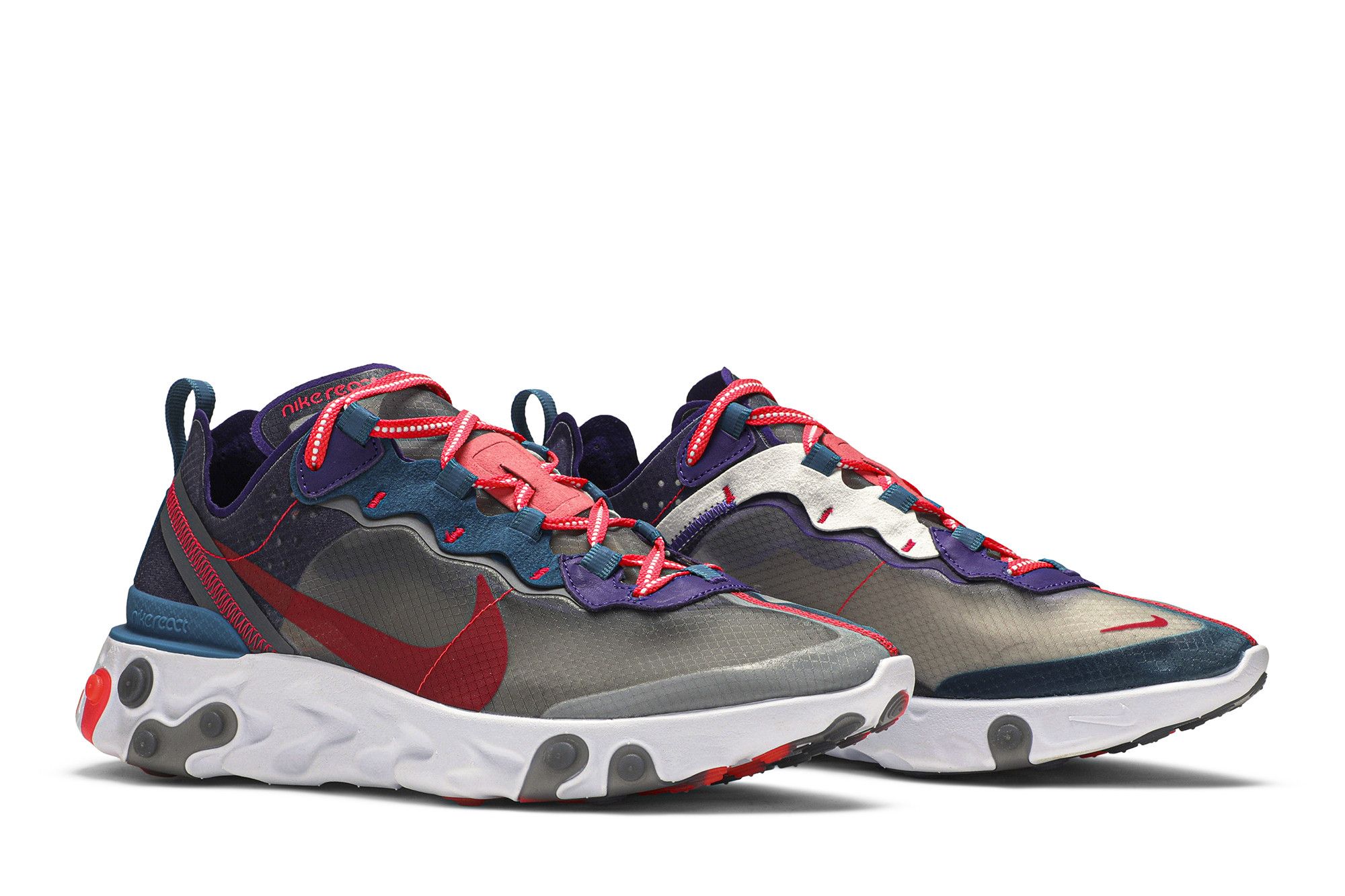 Nike react element grey blue red top