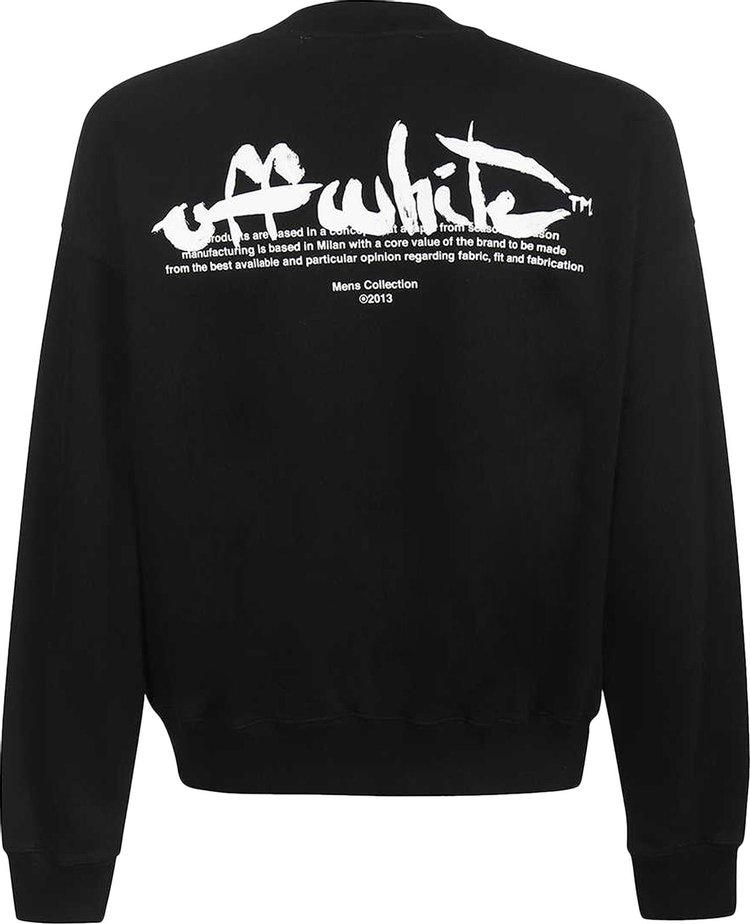 Off White Paint Script Skate Crewneck BlackWhite