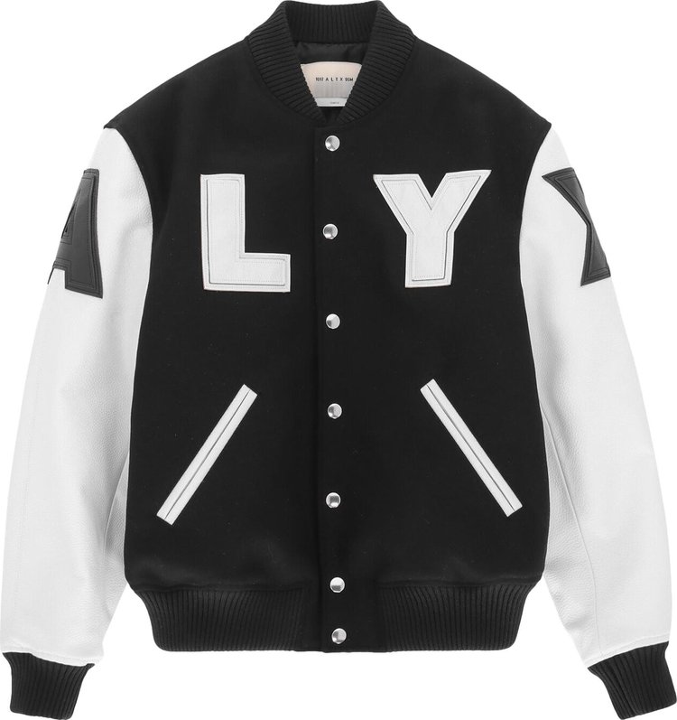 Buy 1017 ALYX 9SM Leather Patch Logo Varsity Jacket 'Black/White ...