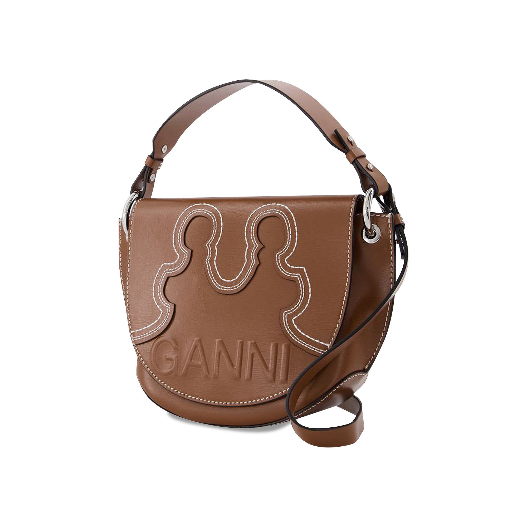 Buy GANNI Banner Western Saddle Bag 'Brown' - A4468 BROW