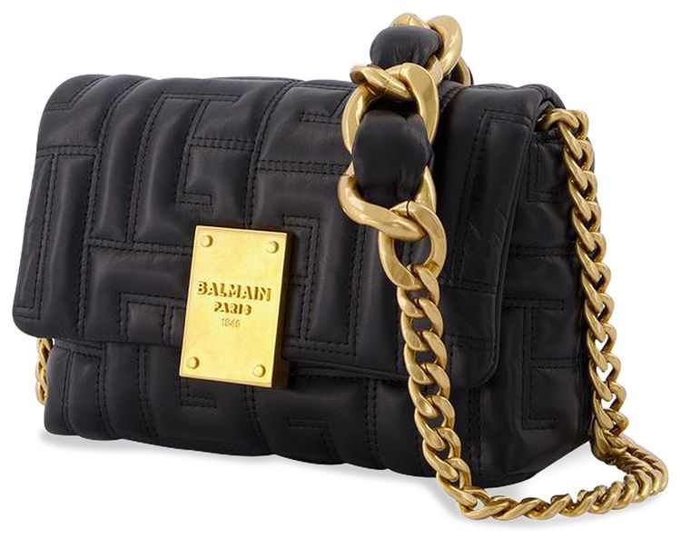 Balmain Small Quilted 1945 Soft Bag Black