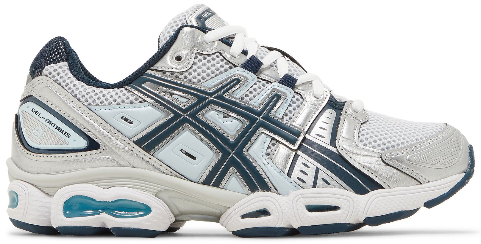 wmns gel nimbus 9 pure silver french blue
