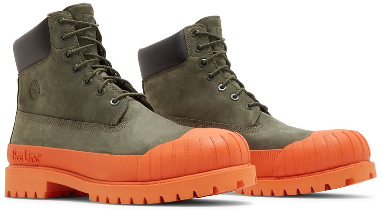 Timberland Bee Line x 6 Inch Premium Ruuber Toe Boot Dark Green Orange