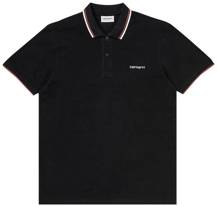 Carhartt WIP Short Sleeve Script Embroidery Polo Black