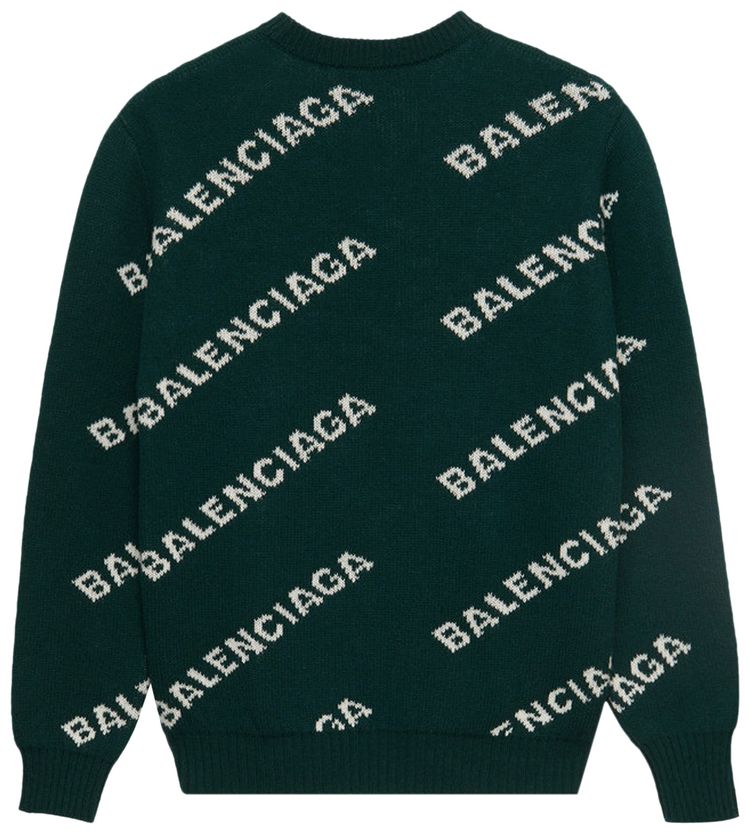 Balenciaga Long Sleeve Crewneck Forest GreenWhite