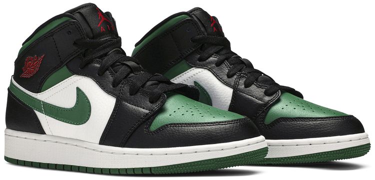 Air Jordan 1 Mid GS Black Pine Green