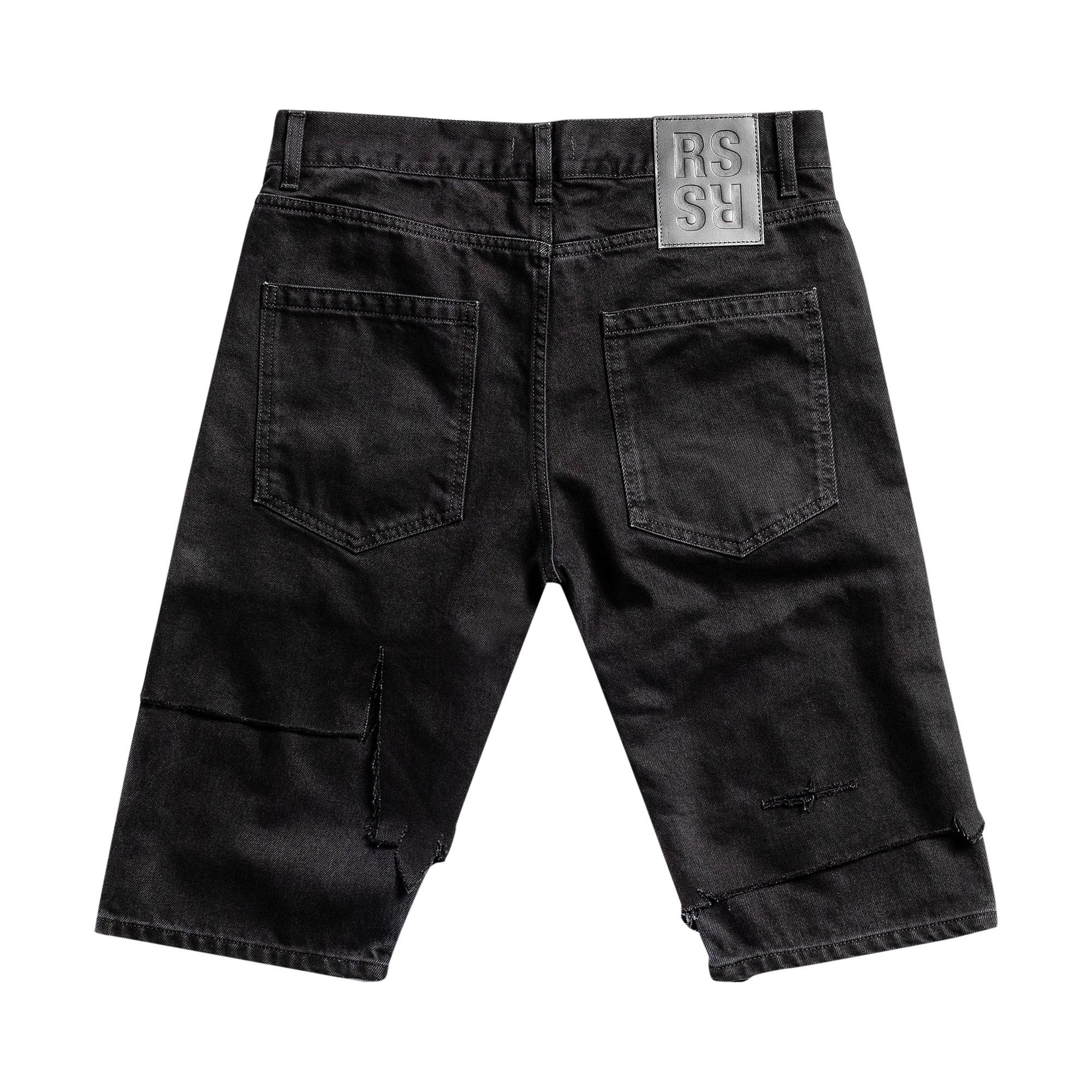 Buy Raf Simons Double Destroyed Denim Shorts 'Black' - 201 312
