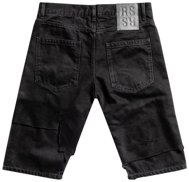 Raf Simons Double Destroyed Denim Shorts Black