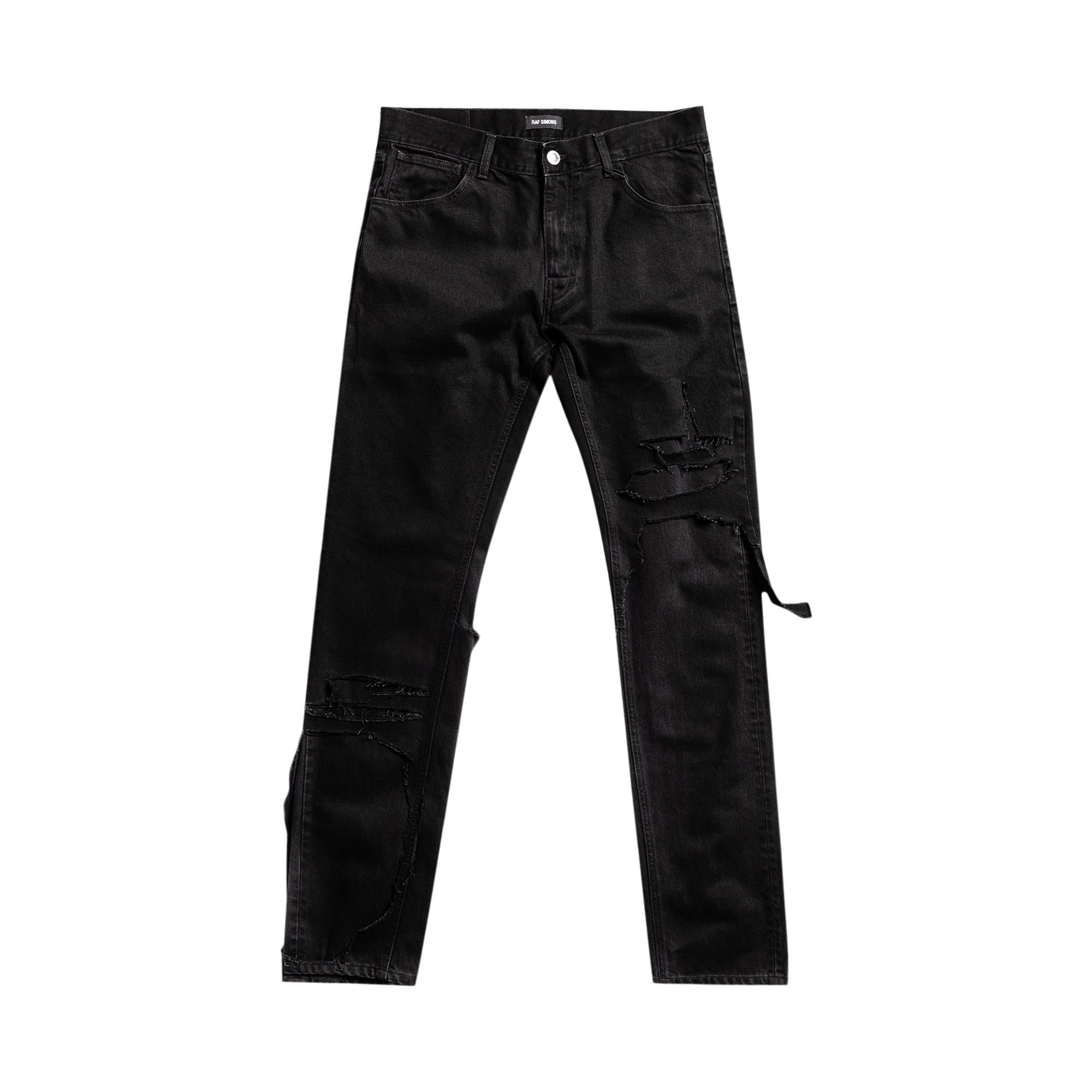Buy Raf Simons Double Destroyed Denim Jeans 'Black' - 201 311A