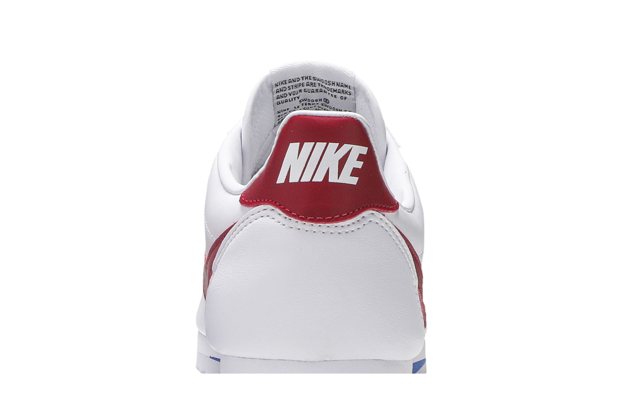 nike classic leather cortez trainers in white and red