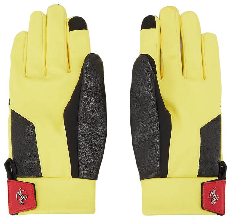 Ferrari Tech Fabric Sport Gloves With Fleece Lining Yellow