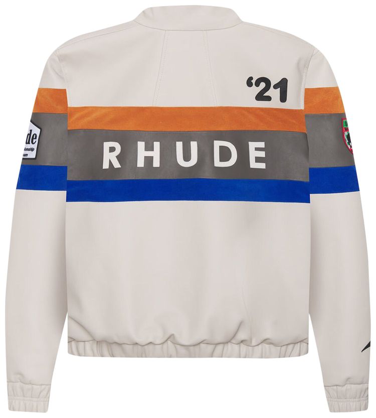 Rhude x McLaren Leather Rhacing Jacket White