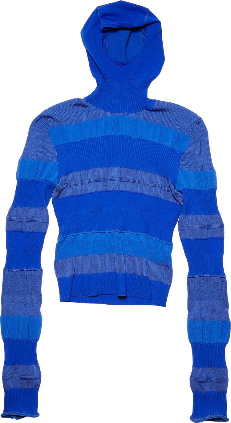 Acne Studios Mixed Ribbed High Neck Hoodie 'Blue'