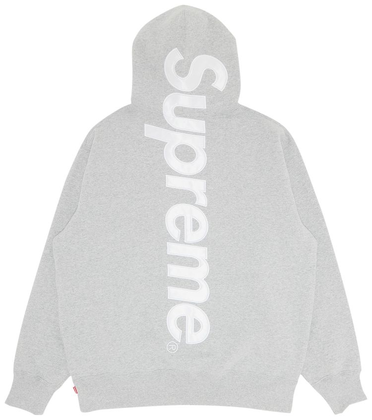 Supreme Satin Applique Hooded Sweatshirt Heather Grey