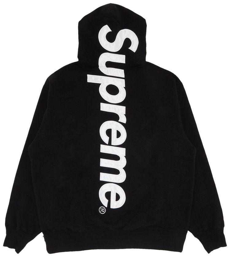 Supreme Satin Applique Hooded Sweatshirt Black
