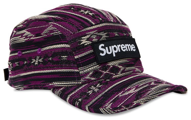 Supreme Woven Pattern Camp Cap Purple